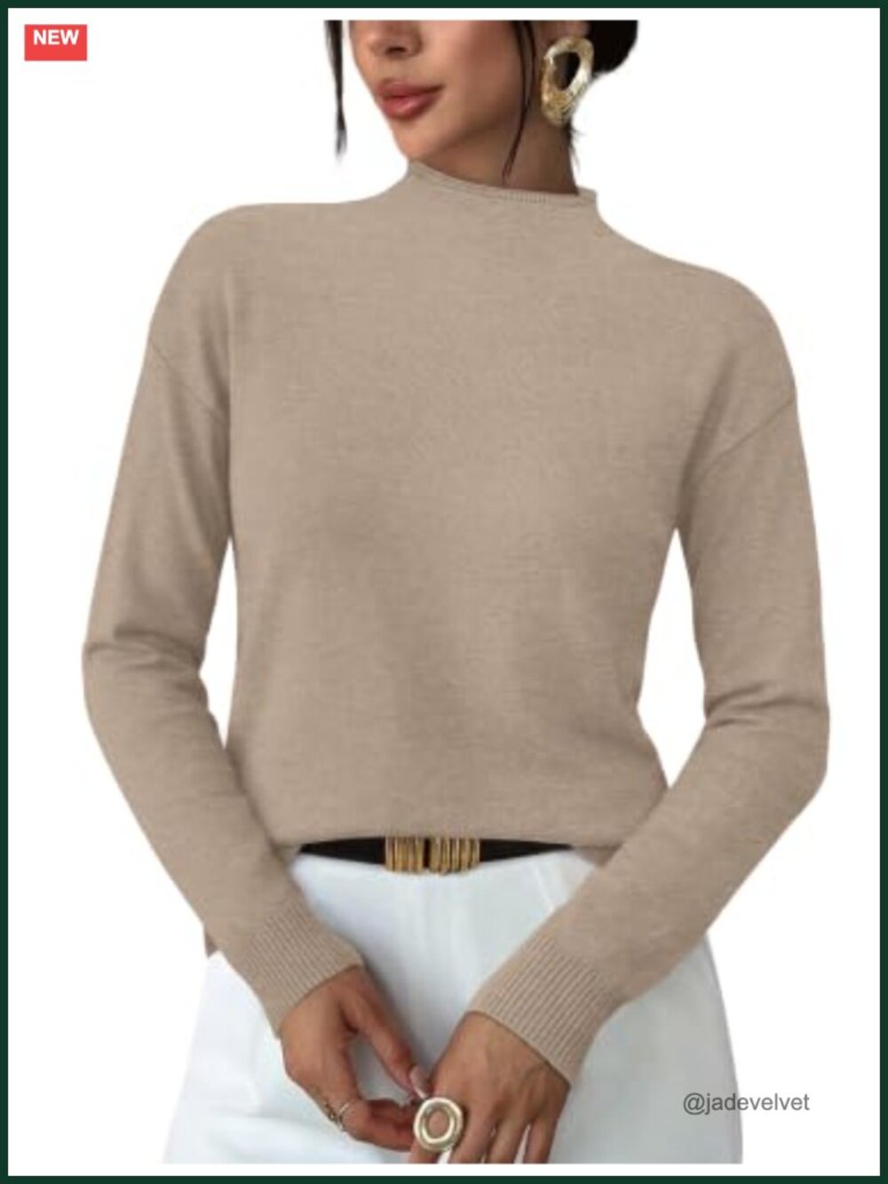 WIHOLL Women's Mock Neck Long Sleeve Sweater